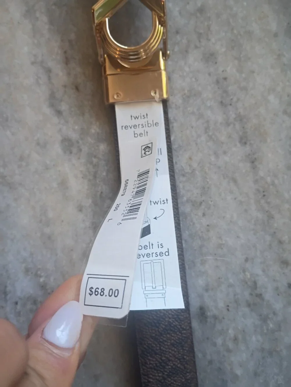 NWT Michael Kors Reversible Logo Twist Belt Brown Tan 41'